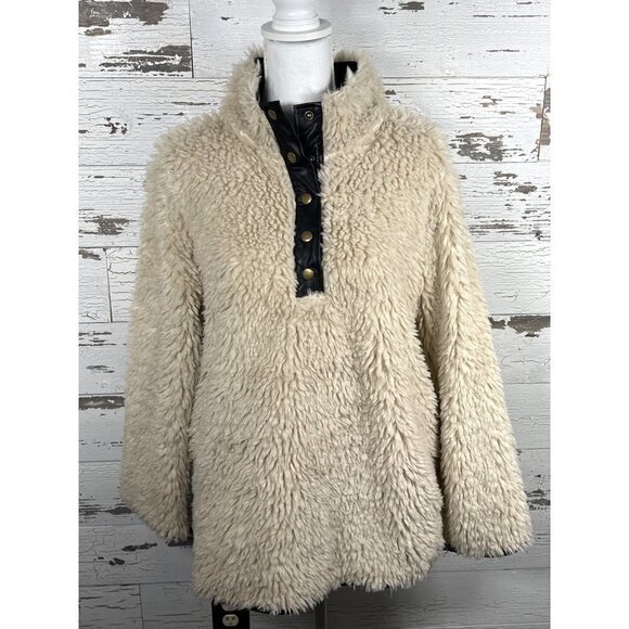 DYLAN Frosty Tip Stadium Pullover Fleece Cream Size M EUC - Picture 1 of 6